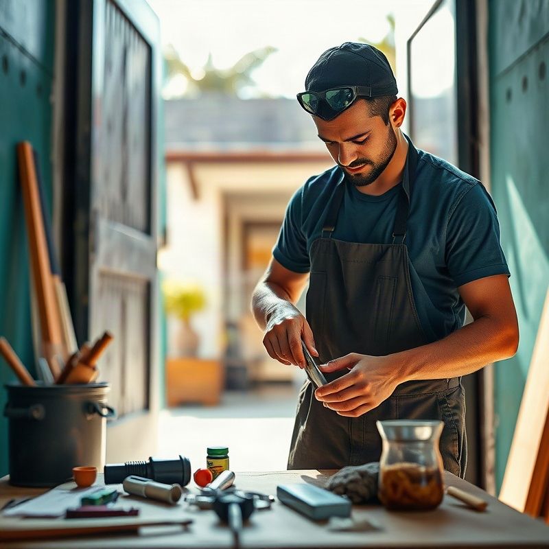 Profissional preparando ferramentas para um serviço em Brasília